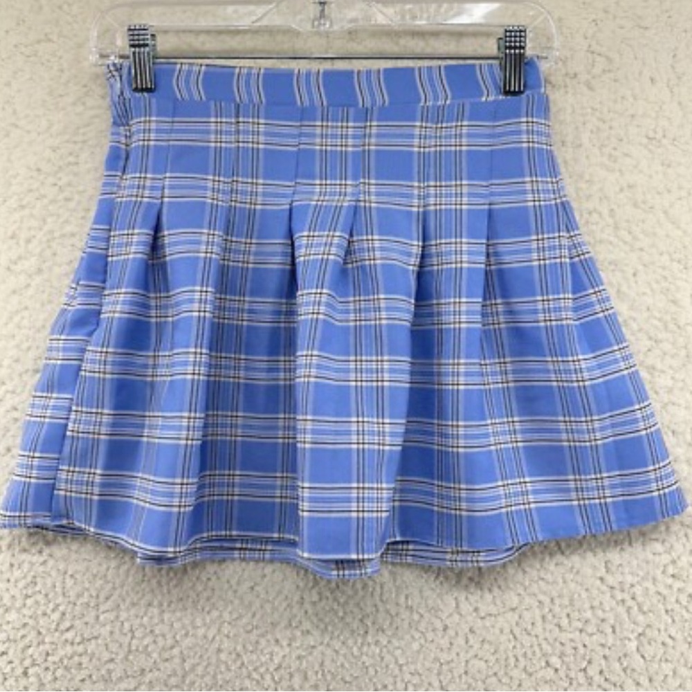 SHEIN Blue Checkered Mini Skirt